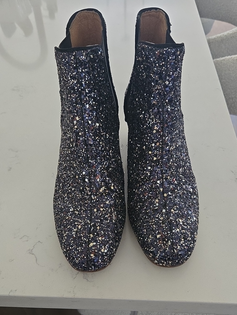 Madewell The Walker Women's Glitter Ankle Boots - Black Sparkle